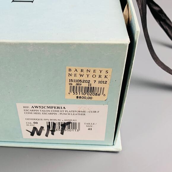 LANVIN Size 11 White Brown Leather Perforated Platform Pumps - Picture 10 of 10